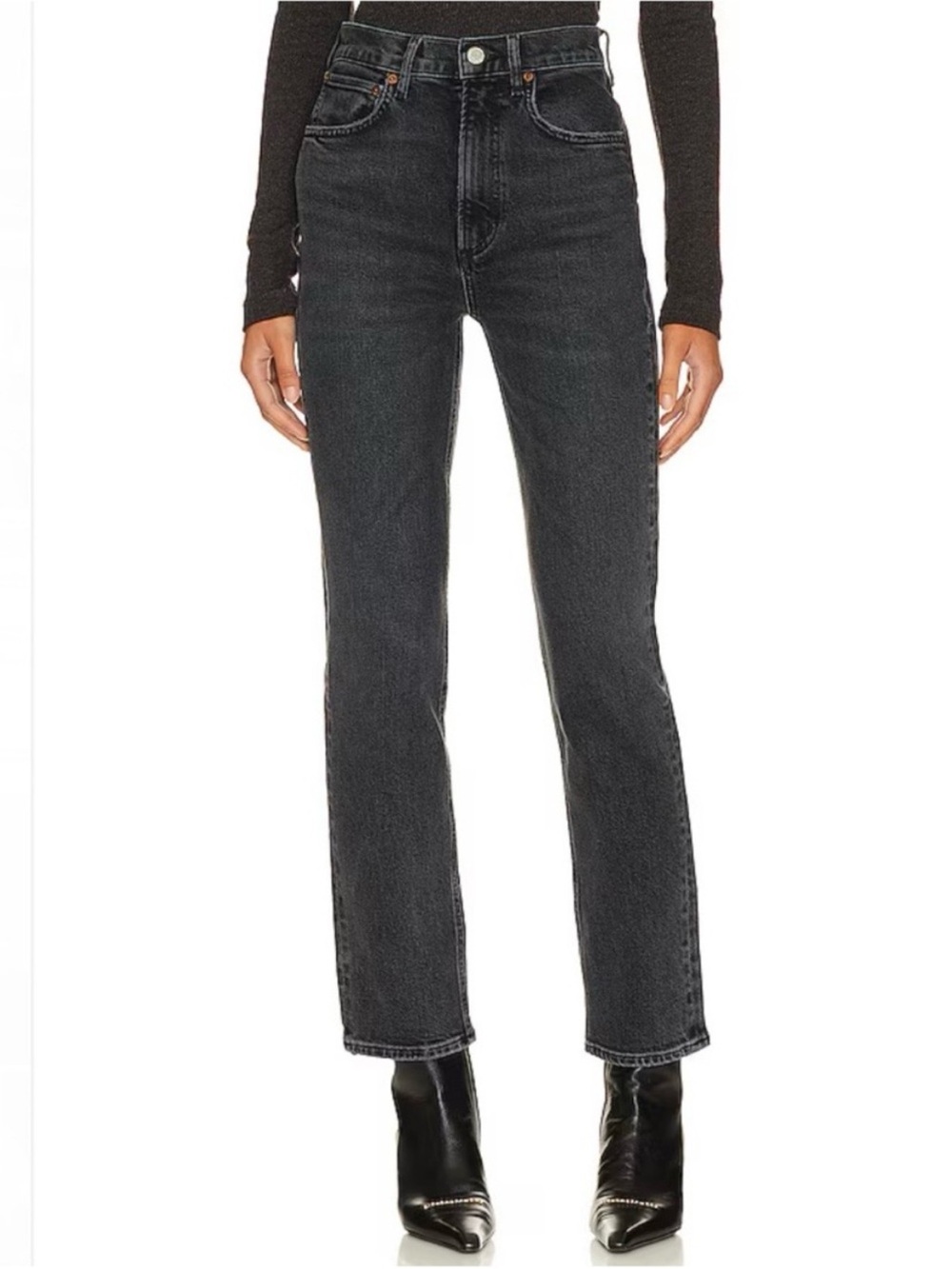 AGOLDE High Rise Stovepipe Jeans in Metal Sz 23